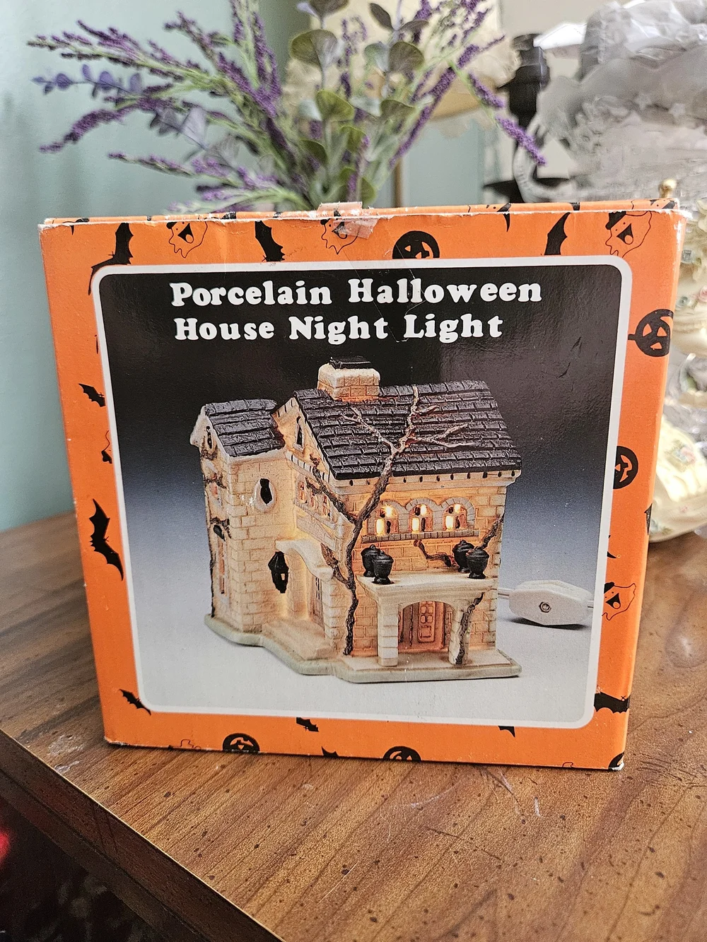 Porcelain Halloween House Night Light - Cream Porcelain